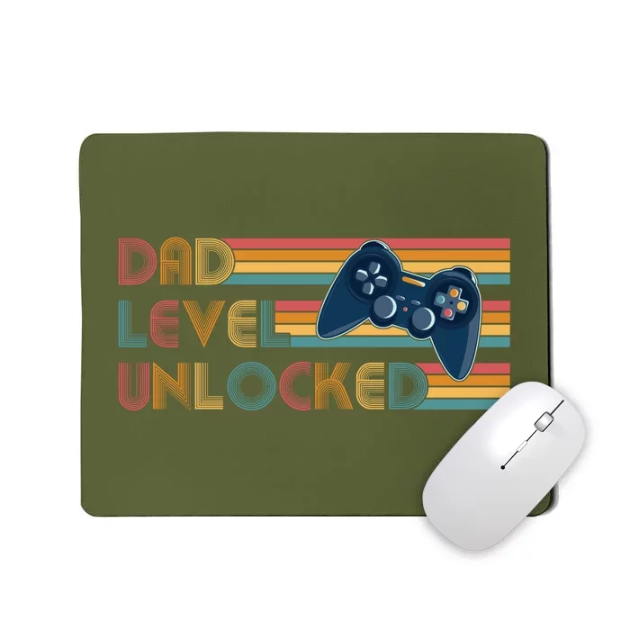 Funny Retro Dad Level Unlocked Gamer Mousepad