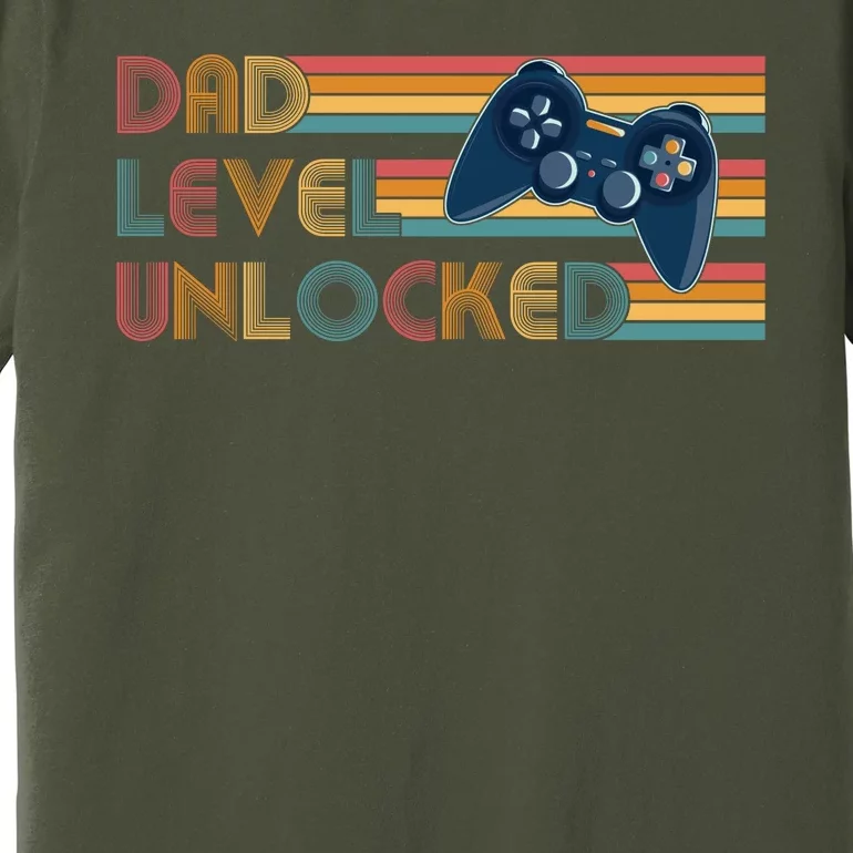 Funny Retro Dad Level Unlocked Gamer Premium T-Shirt