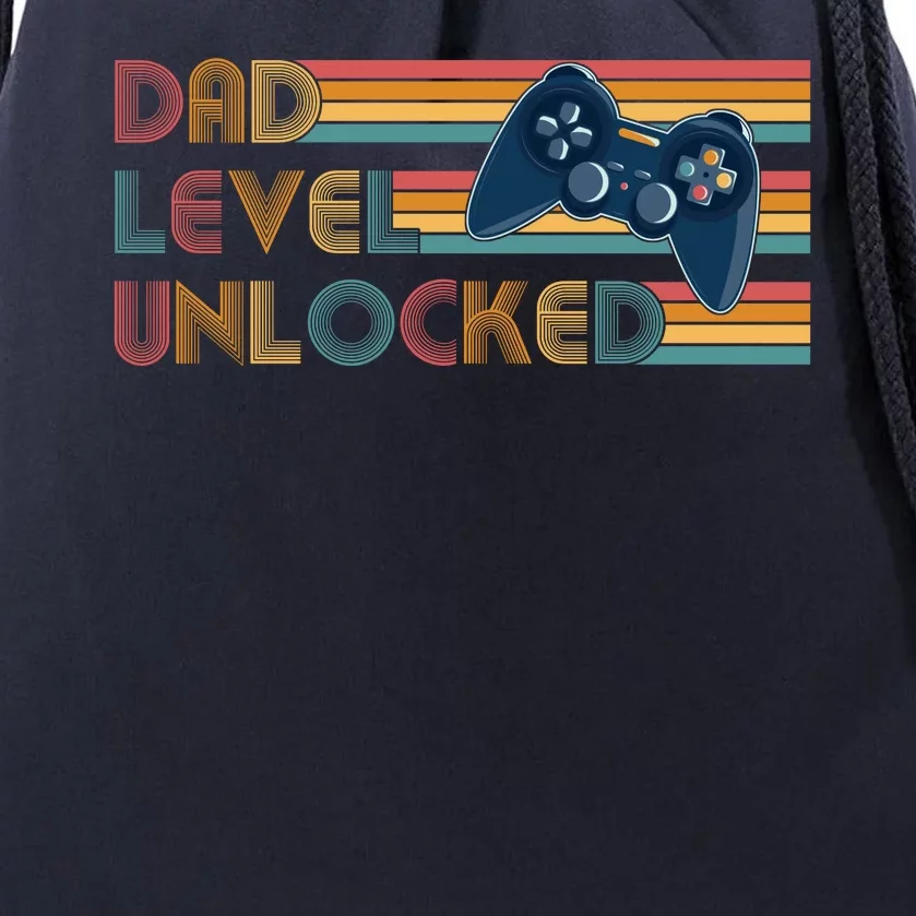 Funny Retro Dad Level Unlocked Gamer Drawstring Bag