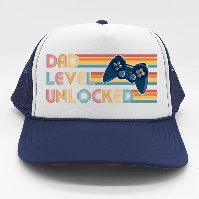 Funny Retro Dad Level Unlocked Gamer Trucker Hat