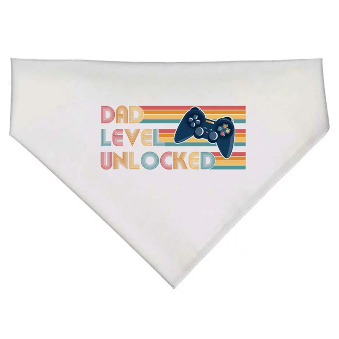 Funny Retro Dad Level Unlocked Gamer USA-Made Doggie Bandana