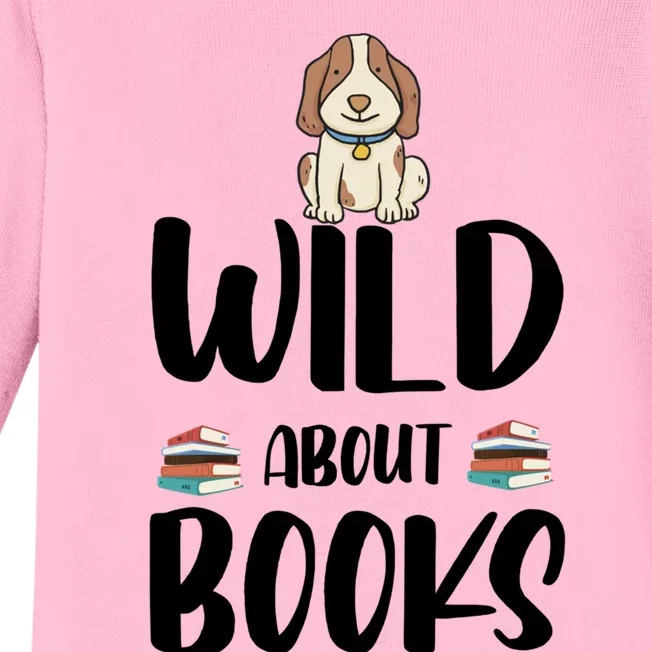 Funny Reading Dog Lover Bookworm Wild About Books Humor Gift Baby Long Sleeve Bodysuit