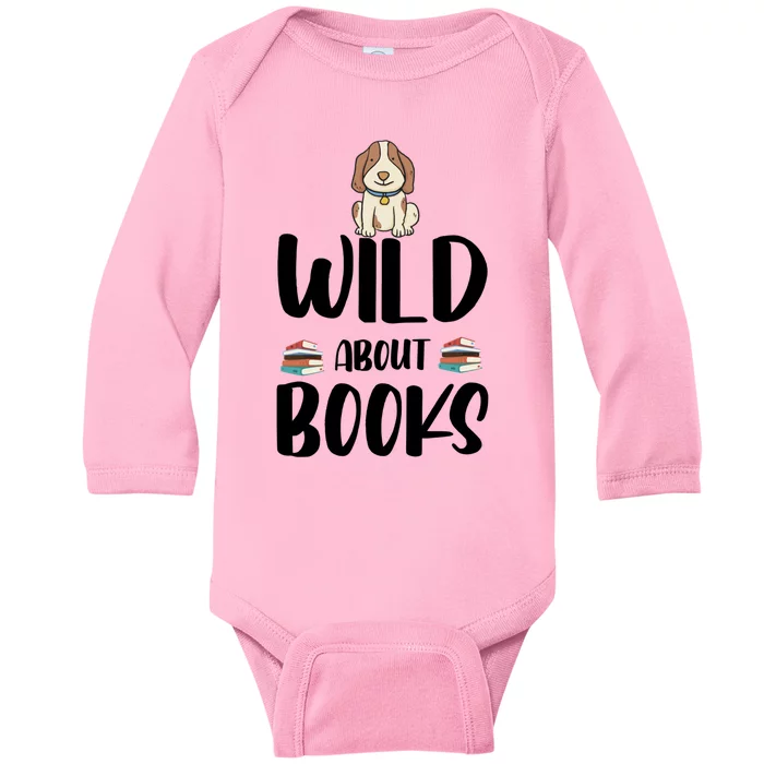 Funny Reading Dog Lover Bookworm Wild About Books Humor Gift Baby Long Sleeve Bodysuit