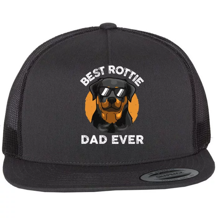 Funny Rottweiler Dad Design For Grandpa Rottie Dad Quote Flat Bill Trucker Hat