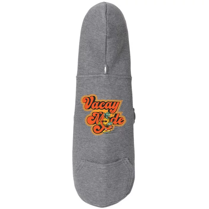 Funny Retro Design With Ananas On Skateboard In Vacay Mode Gift Doggie 3-End Fleece Hoodie