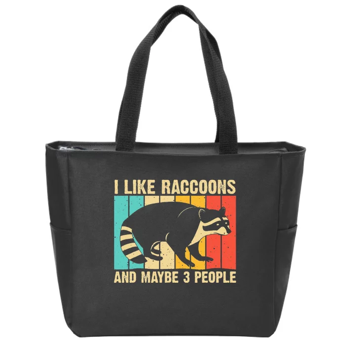 Funny Raccoon Design For Men Women Raccoon Lover Introvert Zip Tote Bag