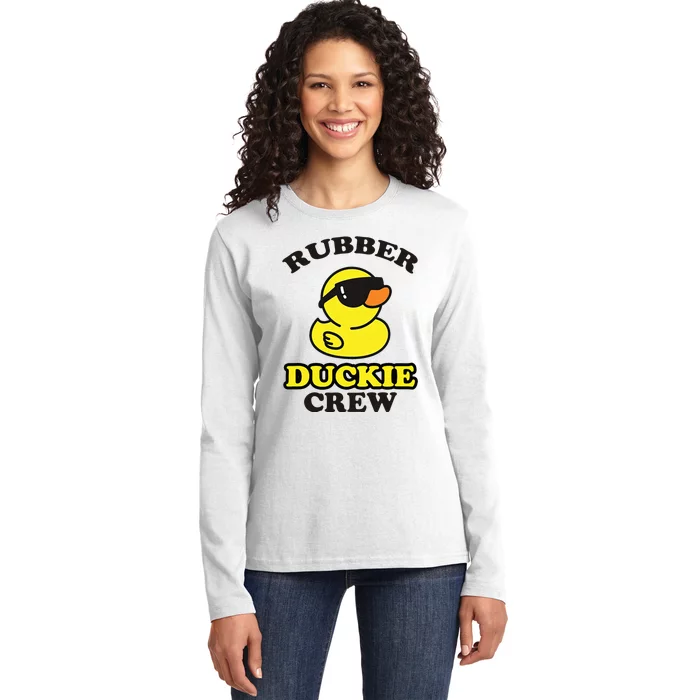 Funny Rubber Duck Yellow Duckie Crew Bath Ducks Duckling Toy Ladies Long Sleeve Shirt