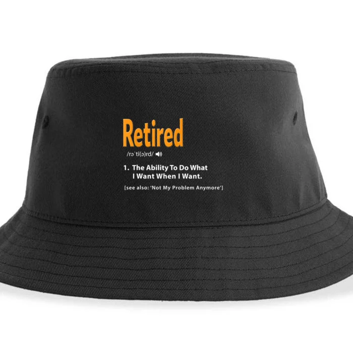 Funny Retired Definition Gift Funny Retirement Gag Gift Sustainable Bucket Hat