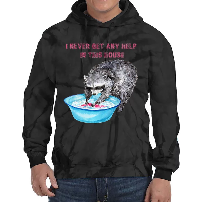 Funny Raccoon Doing Chores Tie Dye Hoodie