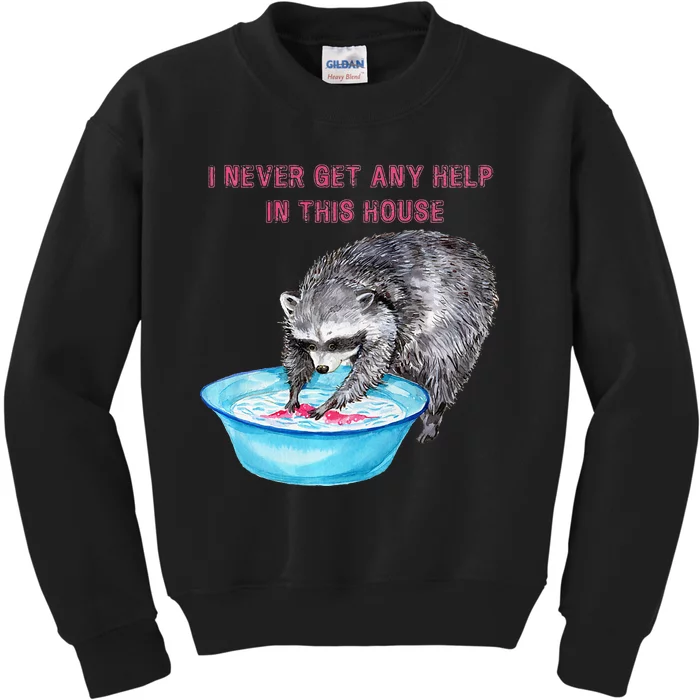 Funny Raccoon Doing Chores Kids Sweatshirt