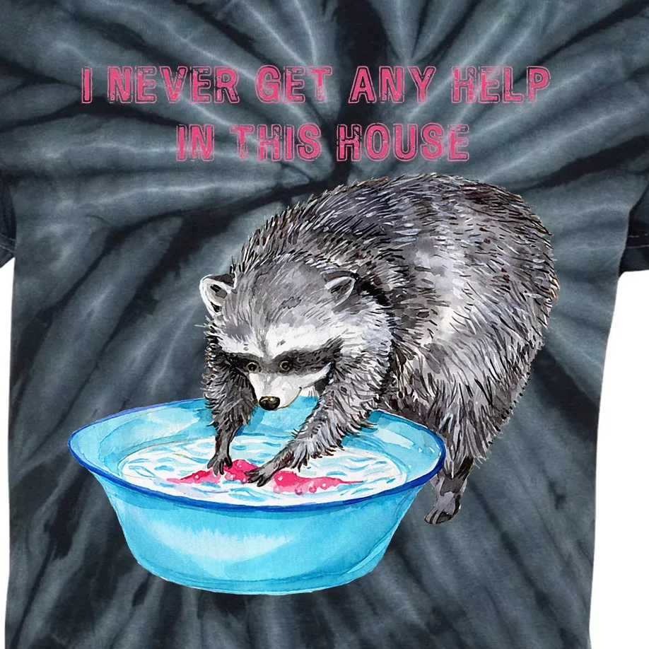 Funny Raccoon Doing Chores Kids Tie-Dye T-Shirt