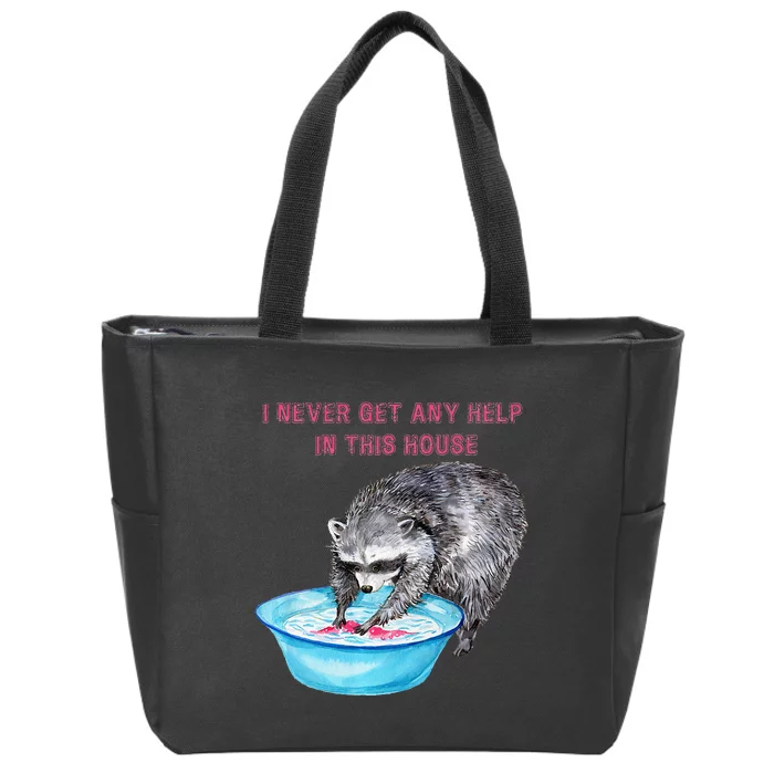 Funny Raccoon Doing Chores Zip Tote Bag