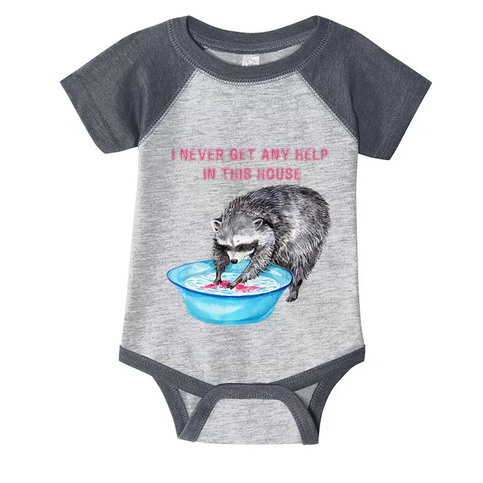 Funny Raccoon Doing Chores Infant Baby Jersey Bodysuit