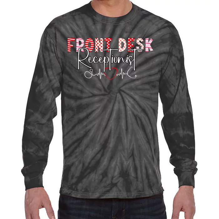 Front Receptionist Desk Valentines Day Hospital Nurse Office Tie-Dye Long Sleeve Shirt