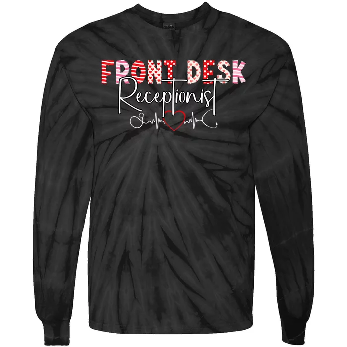 Front Receptionist Desk Valentines Day Hospital Nurse Office Tie-Dye Long Sleeve Shirt