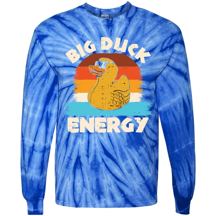 Funny Rubber Duck Gift I Big Duck Energy Vintage Duck Lover Cute Gift Tie-Dye Long Sleeve Shirt