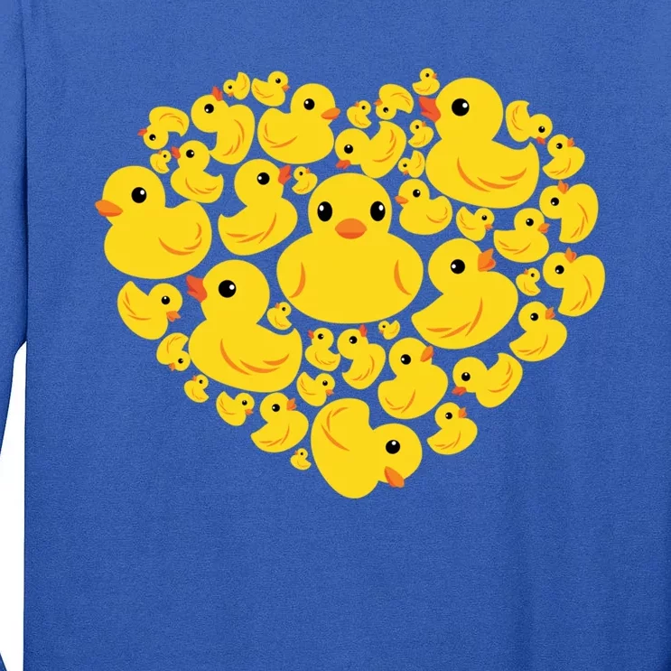 Funny Rubber Duck Hearts Quack Ducky Valentine's Day Funny Gift Cool Gift Tall Long Sleeve T-Shirt