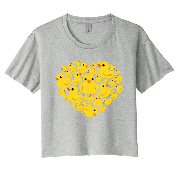 Funny Rubber Duck Hearts Quack Ducky Valentine's Day Funny Gift Cool Gift Women's Crop Top Tee