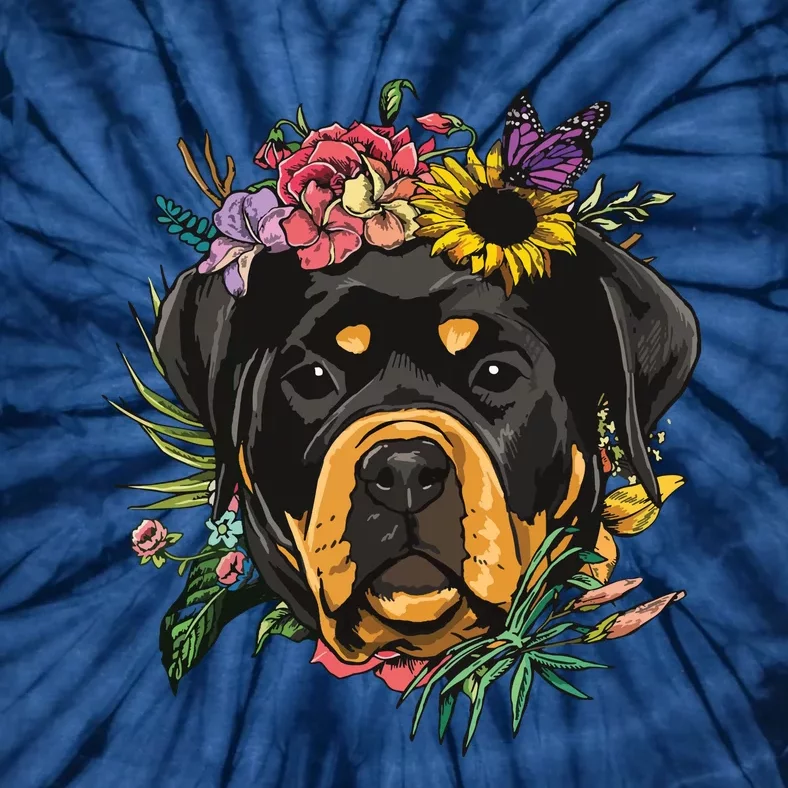 Floral Rottweiler Dog Spring Nature Rottweiler Lovers Tie-Dye T-Shirt