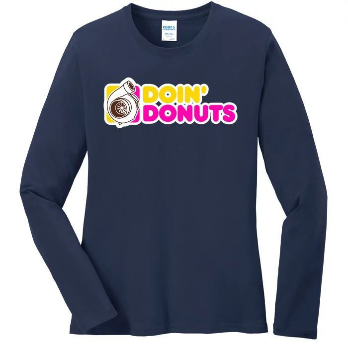 Funny Racing & Drift Car Enthusiast Donuts Gift Ladies Long Sleeve Shirt