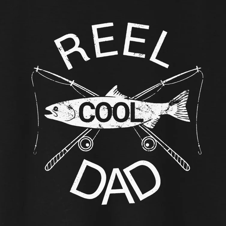 Funny Reel Dad Fishing Daddy Dad Joke Cool Women's Crop Top Tee