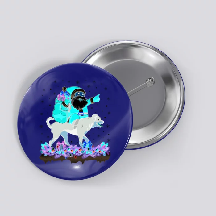 Funny Rottweiler Dog Lover Santa Riding Rottweiler Christmas Cool Gift Button