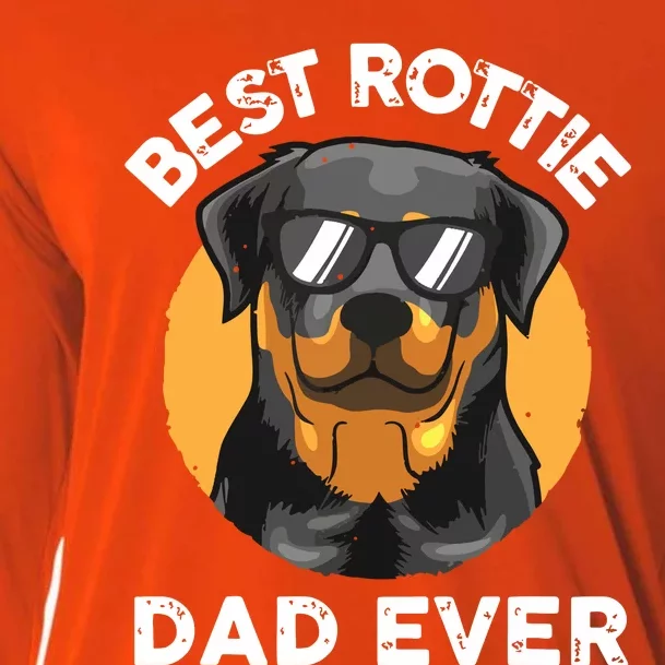 Funny Rottweiler Dad Design For Men Grandpa Rottie Dad Quote Cooling Performance Long Sleeve Crew