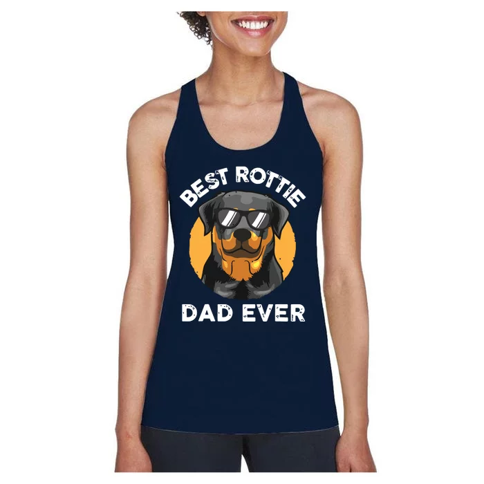 Funny Rottweiler Dad Design For Men Grandpa Rottie Dad Quote Women's Racerback Tank