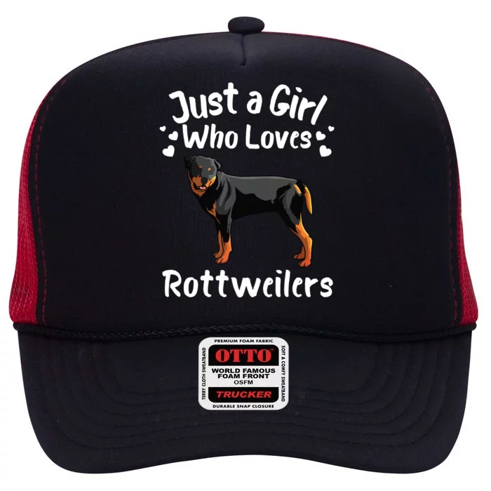 Funny Rottweiler Designs For Girl Women Kids Rott Pet Lover High Crown Mesh Trucker Hat