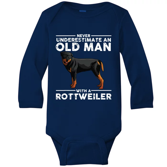 Funny Rottweiler Designs For Men Dad Grandpa Rottie Lovers Baby Long Sleeve Bodysuit