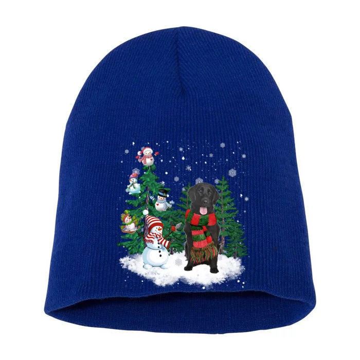 FlatCoated Retriever Dog Christmas Snow Xmas Tree Pajama Cute Gift Short Acrylic Beanie