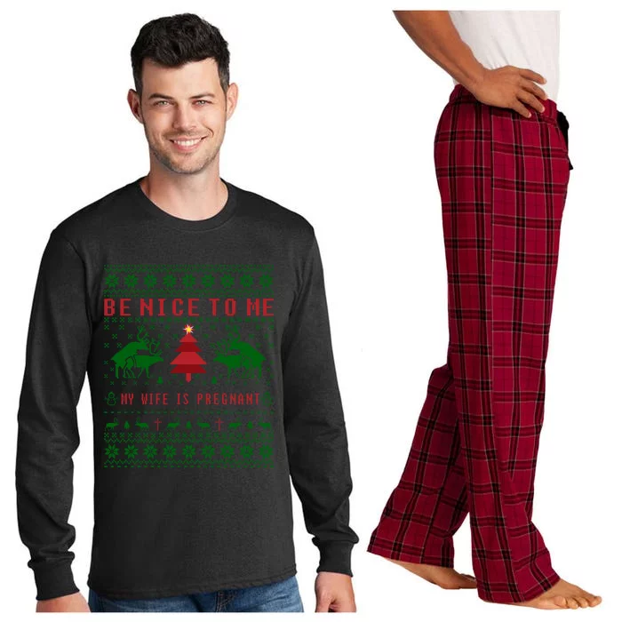 Funny Reindeer Daddy Ugly Christmas Pregnancy Gift Long Sleeve Pajama Set