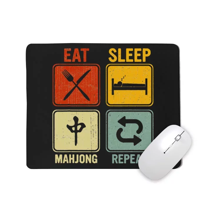 Funny Retro Design For   Eat Sleep Mahjong Repeat Mousepad