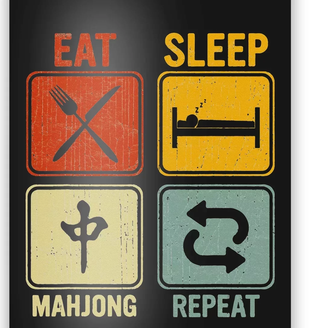 Funny Retro Design For   Eat Sleep Mahjong Repeat Poster