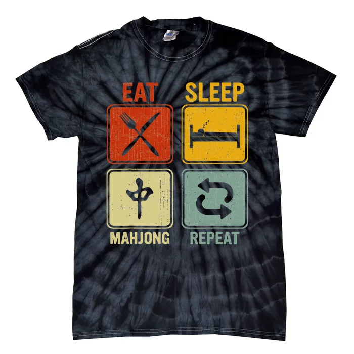 Funny Retro Design For   Eat Sleep Mahjong Repeat Tie-Dye T-Shirt