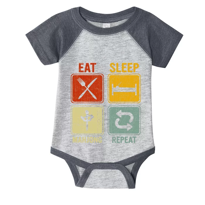 Funny Retro Design For   Eat Sleep Mahjong Repeat Infant Baby Jersey Bodysuit