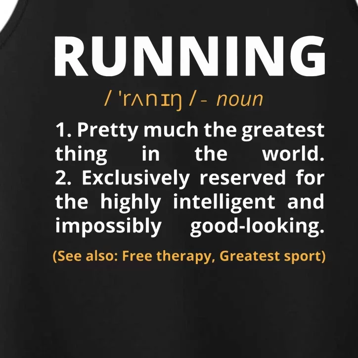 Funny Running Definition Noun Runner Track Field Gift Coach Performance Tank