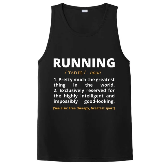 Funny Running Definition Noun Runner Track Field Gift Coach Performance Tank