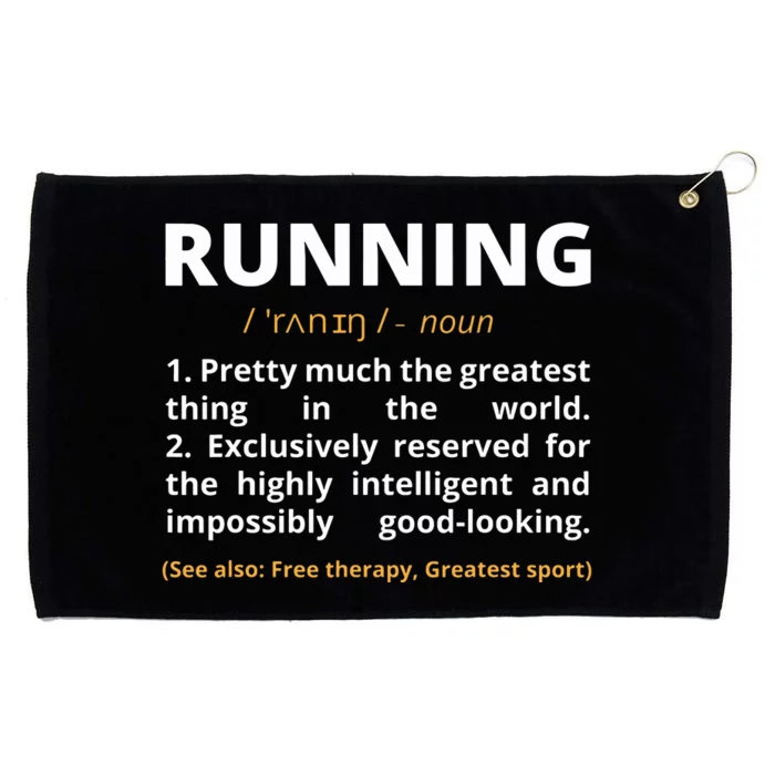 Funny Running Definition Noun Runner Track Field Gift Coach Grommeted Golf Towel