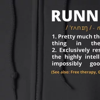 Funny Running Definition Noun Runner Track Field Gift Coach Full Zip Hoodie