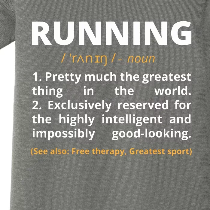 Funny Running Definition Noun Runner Track Field Gift Coach Baby Bodysuit