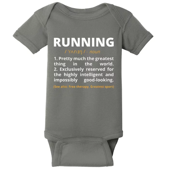 Funny Running Definition Noun Runner Track Field Gift Coach Baby Bodysuit