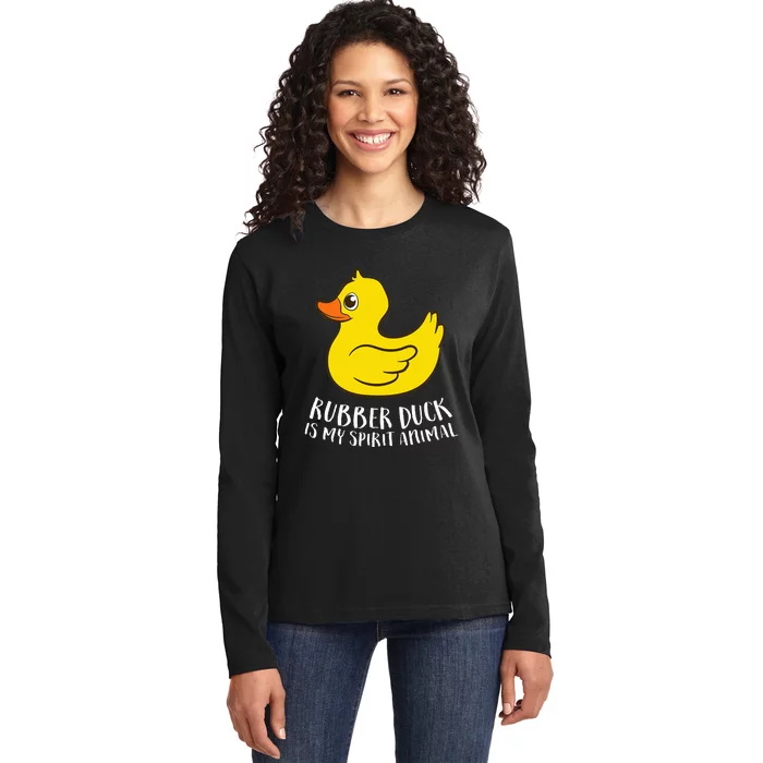 Funny Rubber Duck Spirit Animal Ladies Long Sleeve Shirt