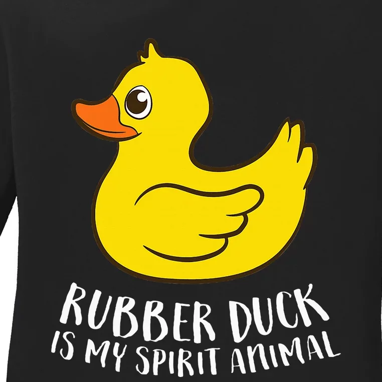 Funny Rubber Duck Spirit Animal Ladies Long Sleeve Shirt