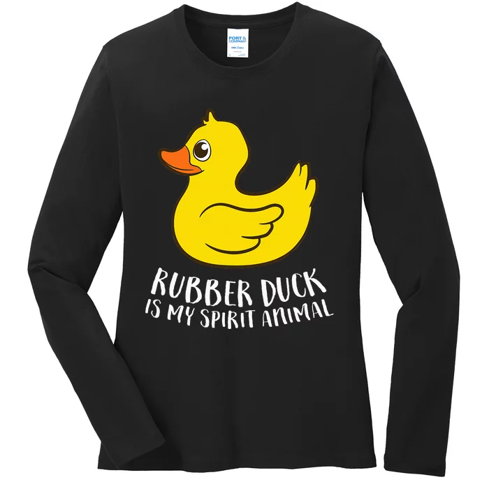 Funny Rubber Duck Spirit Animal Ladies Long Sleeve Shirt