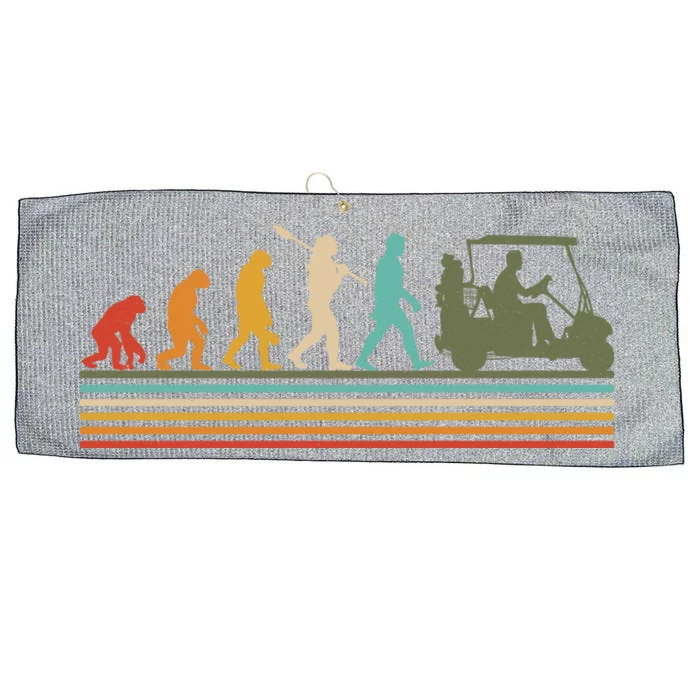 Funny Retro Evolution Of A Golfer Large Microfiber Waffle Golf Towel