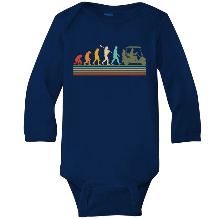 Funny Retro Evolution Of A Golfer Baby Long Sleeve Bodysuit