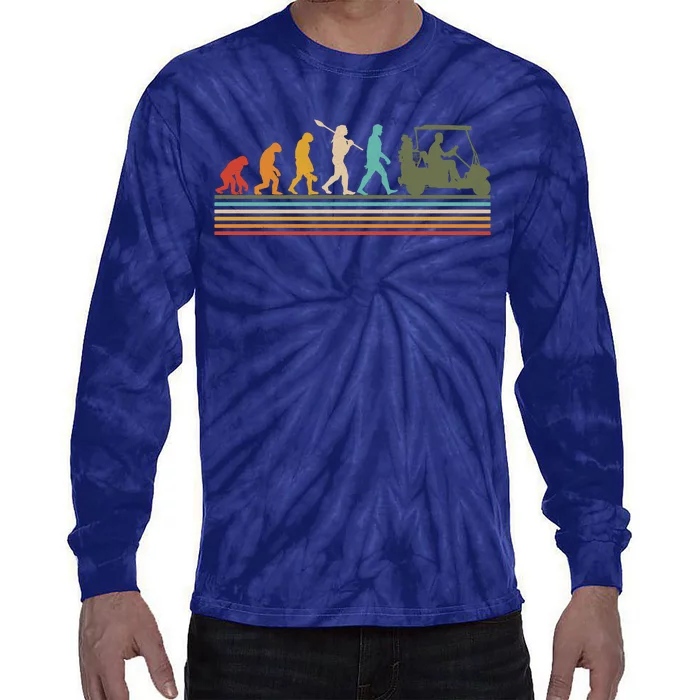 Funny Retro Evolution Of A Golfer Tie-Dye Long Sleeve Shirt