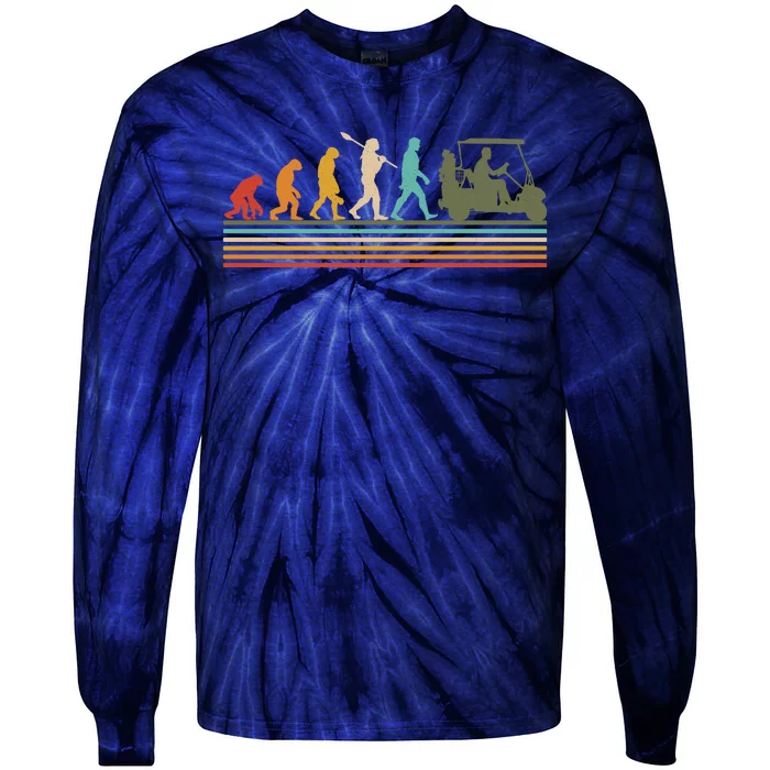 Funny Retro Evolution Of A Golfer Tie-Dye Long Sleeve Shirt