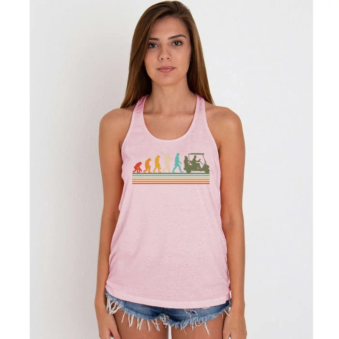 Funny Retro Evolution Of A Golfer Women's Knotted Racerback Tank